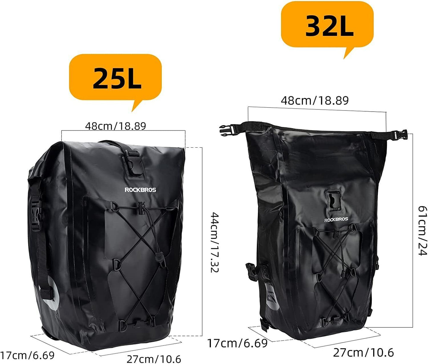 ROCKBROS Wasserdicht Gepäckträgertasche Packtaschen Fahrradtasche 25L 5 Farben