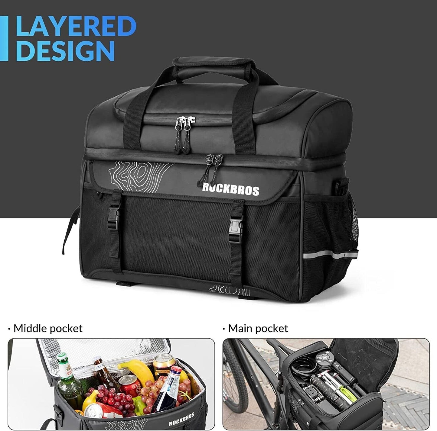 ROCKBROS Fahrradtasche Isolierende Picknicktasche Gepäckträger Tasche 11L