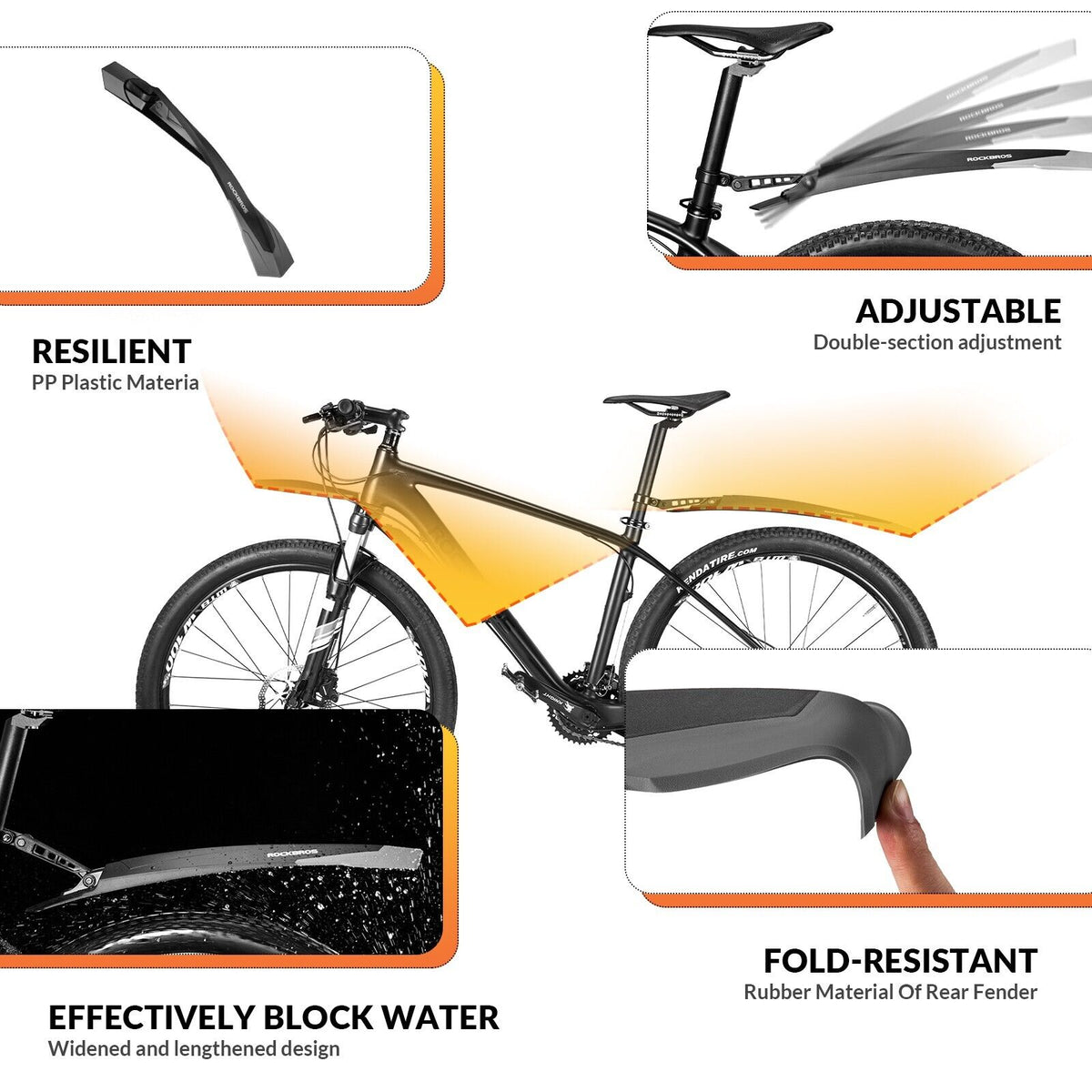 ROCKBROS Fahrrad Schutzblech Set Spritzschutz 26/27.5/28 Zoll MTB Fahrradschutzblech
