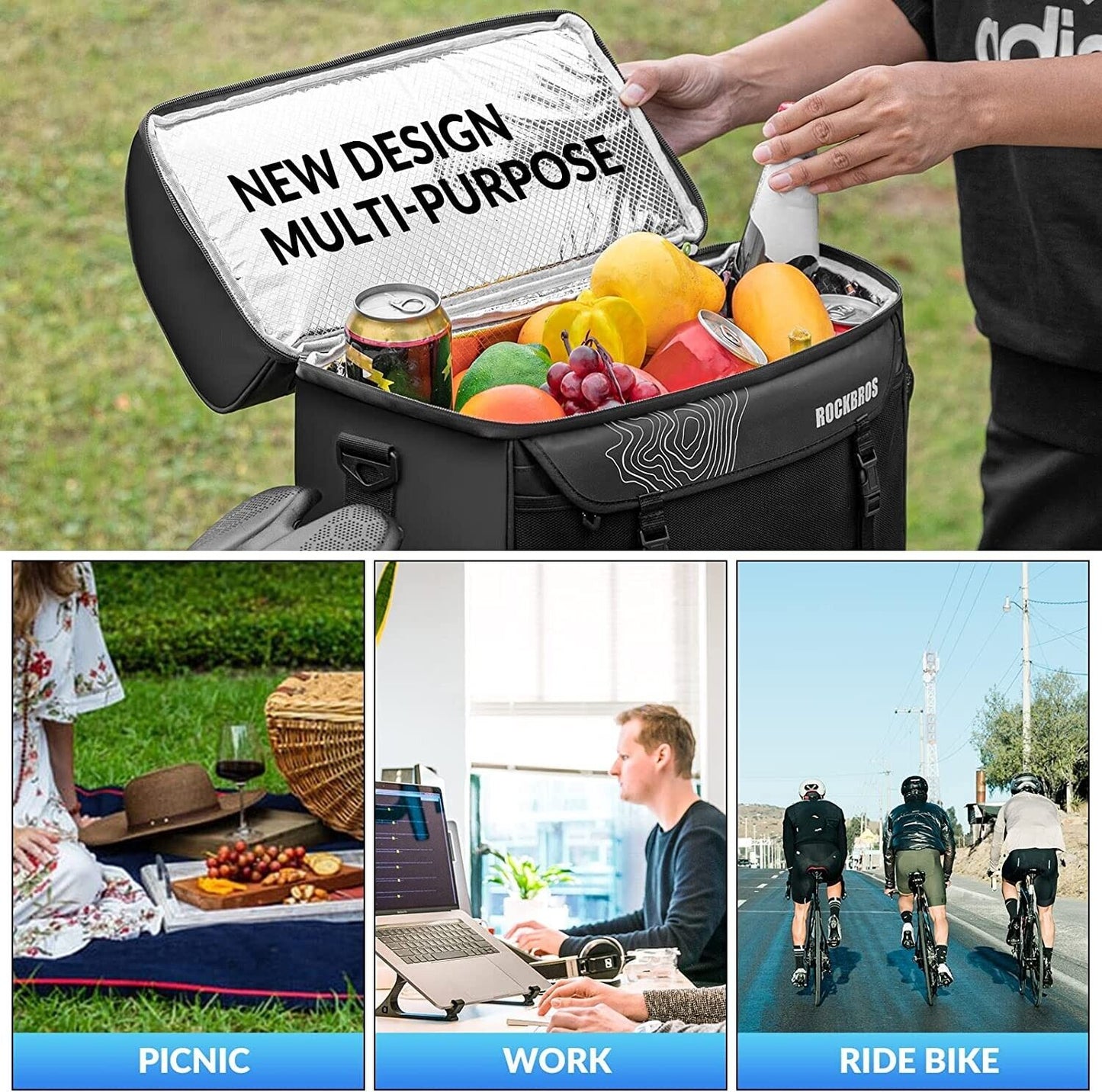 ROCKBROS Fahrradtasche Isolierende Picknicktasche Gepäckträger Tasche 11L
