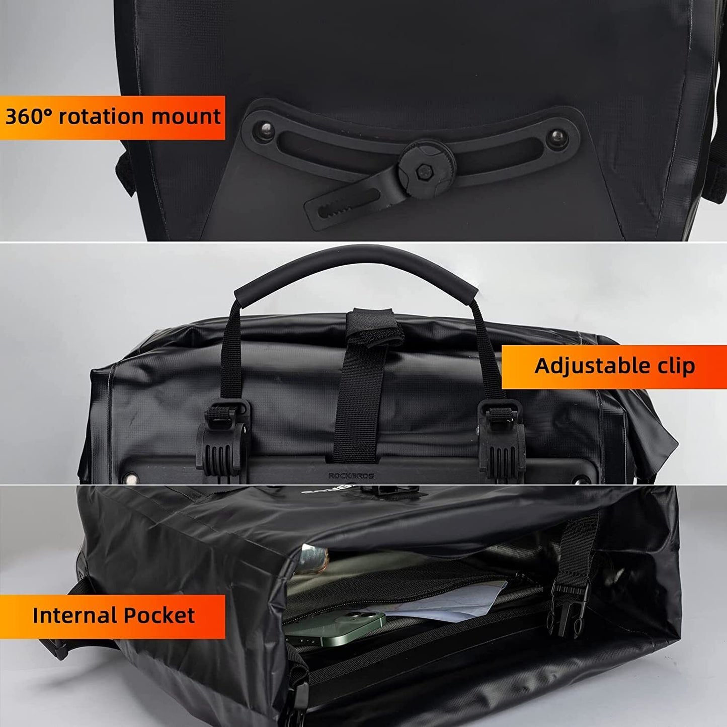 ROCKBROS Wasserdicht Gepäckträgertasche Packtaschen Fahrradtasche 25L 5 Farben