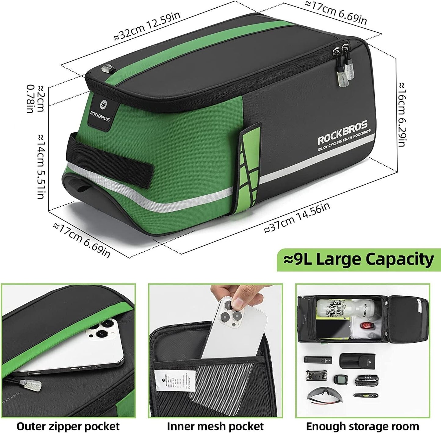 ROCKBROS Fahrrad Gepäckträgertasche Satteltasche Multifunktionale Picknicktasche 9L